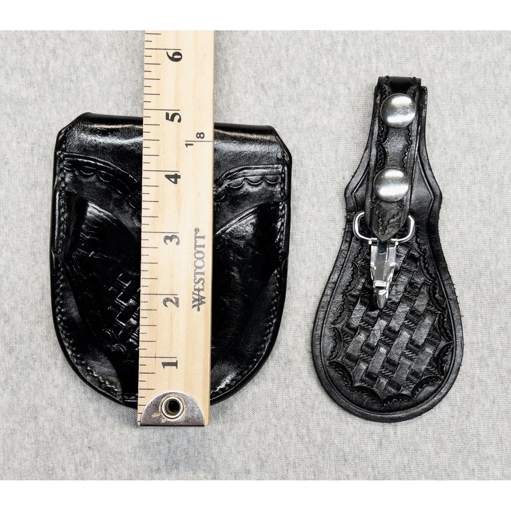 Lewis Basket Weave Utility Belt Cuff Holder And Key Chain Holster Black‎ Leather